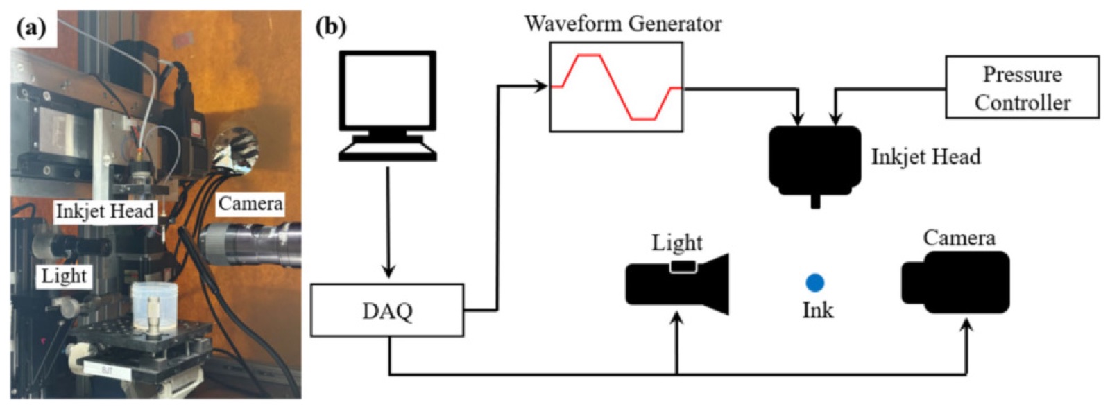 Inkjet droplet imaging setup
